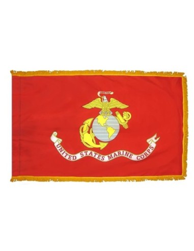 3' x 5' Marine Indoor Flag With Pole Hem and Fringe