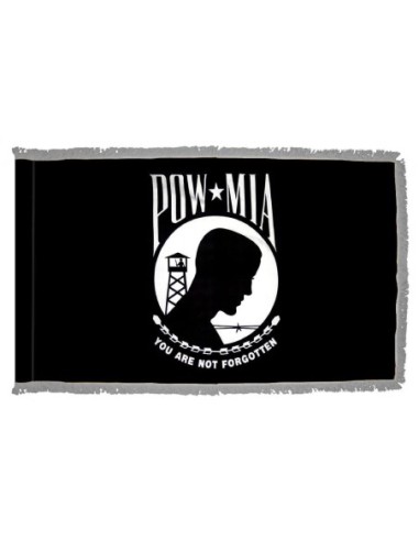 3' x 5' POW-MIA Indoor Flag With Pole Hem and Fringe