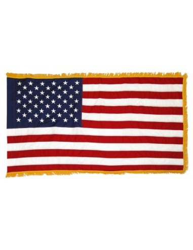 2 1/2' x 4' U.S. Nylon Indoor / Parade Flag - Gold Fringed