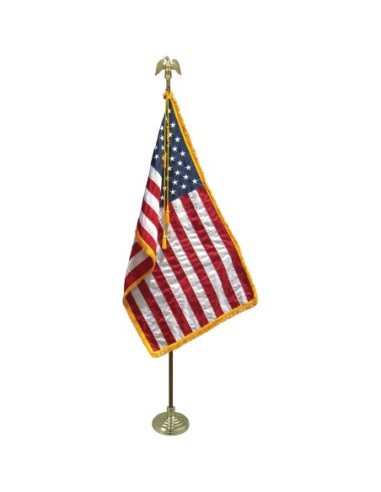 3' X 5' U.S. Nylon Freedom Flag Floor Stand Set w/Oak Pole