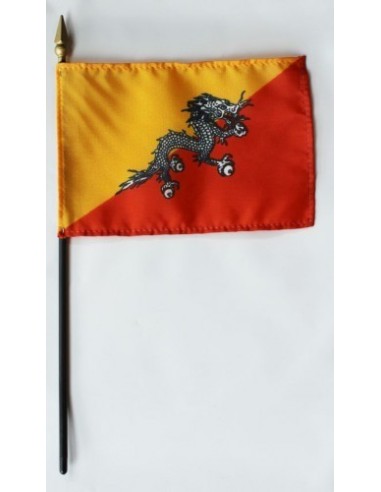 Bhutan 4" x 6" Mounted Flags