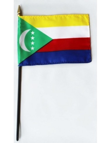 Comoros 4" x 6" Mounted Flags