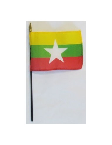Myanmar (Burma) 4" x 6" Mounted Flags