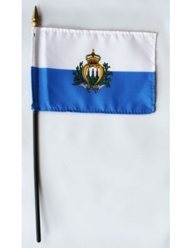 San Marino 4" x 6" Mounted Flags