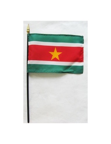 Suriname 4" x 6" Mounted Flags