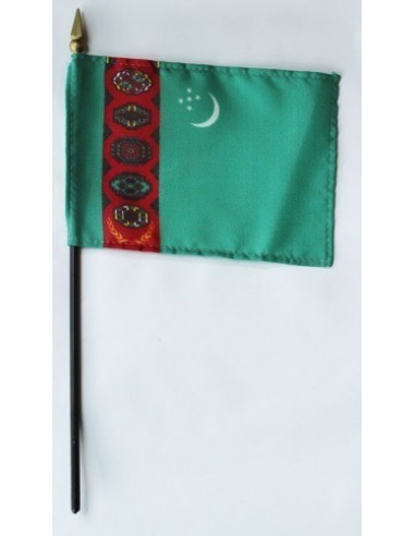 Turkmenistan 4" x 6" Mounted Flags