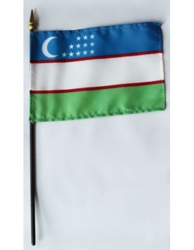 Uzbekistan 4" x 6" Mounted Flags