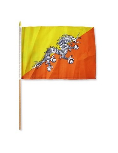 Bhutan 12" x 18" Mounted Flag