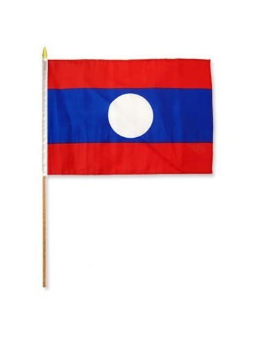 Laos 12" x 18" Mounted Flag