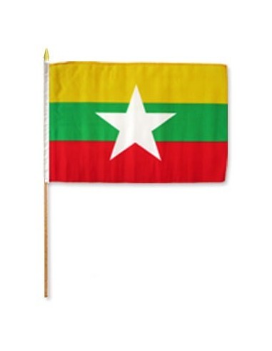 Myanmar (Burma) 12" x 18" Mounted Flag