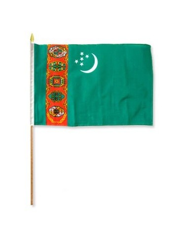 Turkmenistan 12" x 18" Mounted Flag