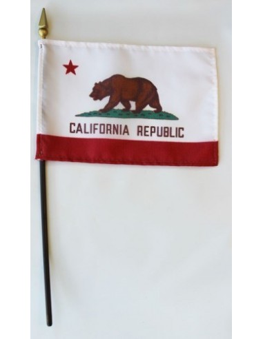 California  4" x 6" Mounted Flags