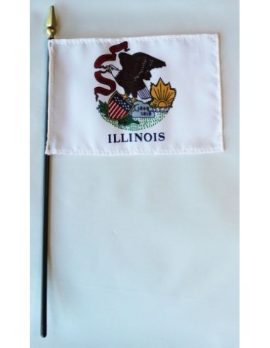 Illinois  4" x 6" Mounted Flags