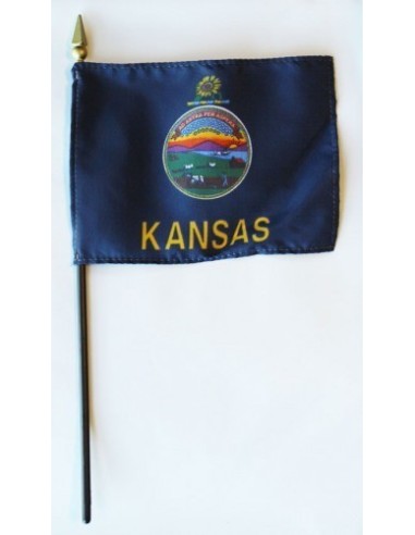 Kansas  4" x 6" Mounted Flags