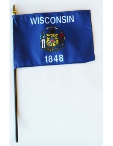Wisconsin  4" x 6" Mounted Flags
